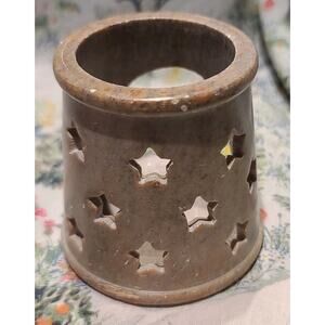 Soapstone India Tea Light Burner Celestial Whimsigoth Rare 90's
